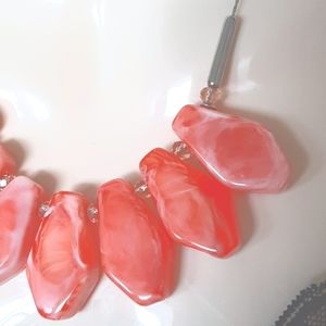 **3/$25**  Lovely Coral and Silvertone Adjustable Necklace